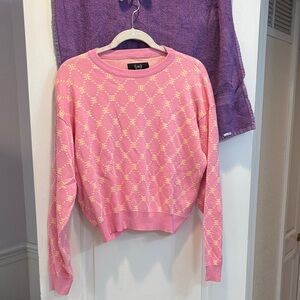 Ellandemm Elegant Pink Patterned Women's Sweater